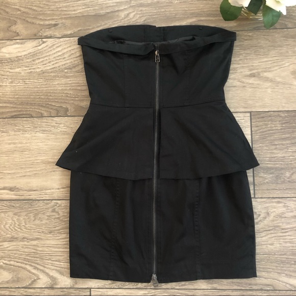 FOREVER 21 black button strapless dress size small - Picture 2 of 7